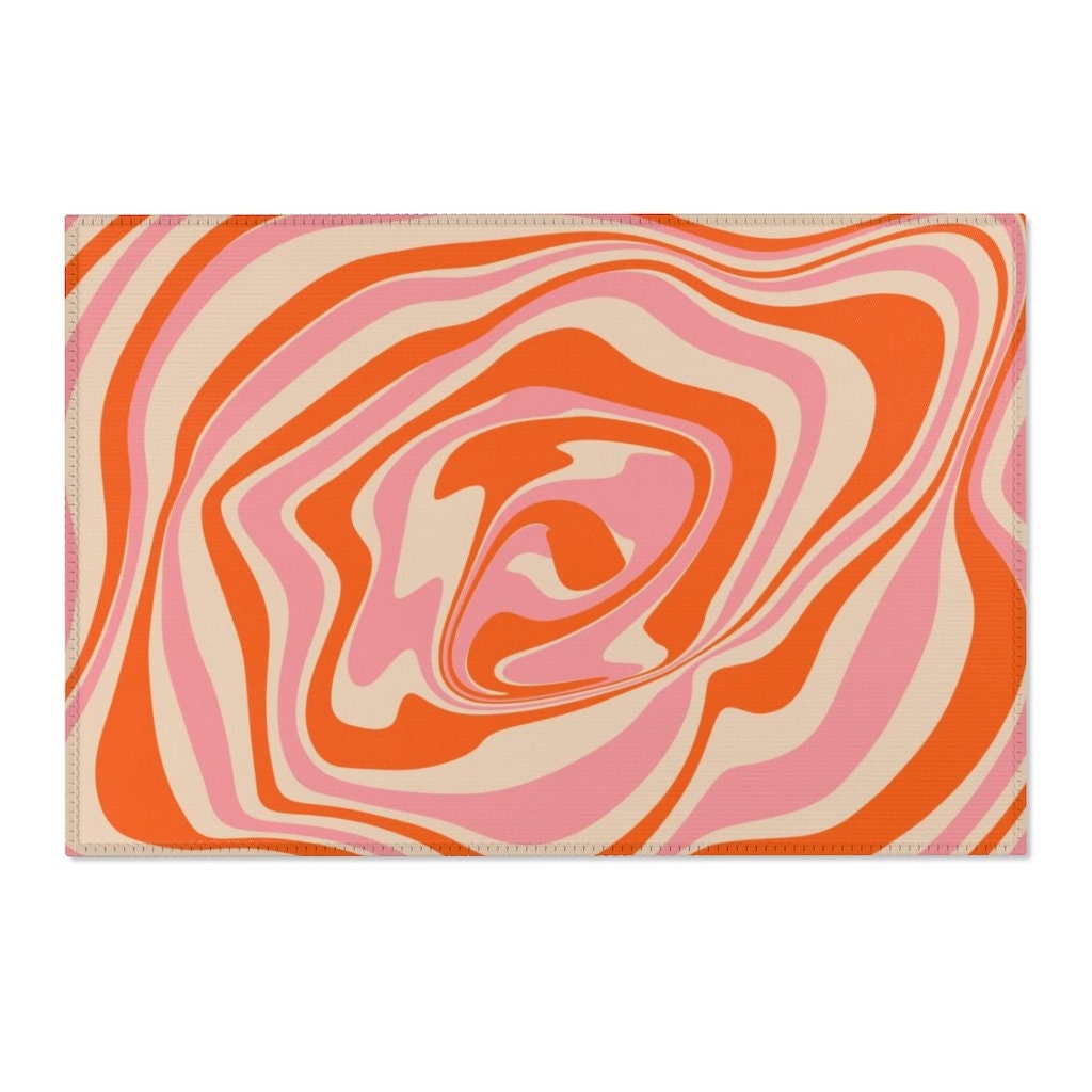 Personalized Pink Swirly Vortex Illusion Rug for Living Room or Bedroom with Retro Touch