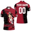 Personalized Polo Shirt with All Over Print for Fans of Tampa Bay Buccaneers featuring Tom Brady Running 12 Legend