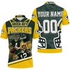 Personalized Polo T-shirt with All Over Print design for Green Bay Packers fans and Brett Favre