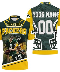 Personalized Polo T-shirt with All Over Print design for Green Bay Packers fans and Brett Favre