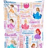 Personalized Princess Blanket - Custom Name Throw Blanket for Baby Girl Nursery Decor