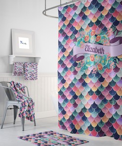 Personalized Purple Mermaid Scales Shower Curtain, Make Your Bathroom Unique