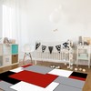 Personalized Red Black White Grey Geometry Area Rug for Unique Home Decor
