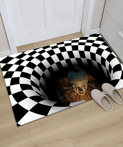 Personalized Red Rectangular Vortex Illusion Carpet - A Soft and Comfortable Carpet with 3D Effect for Home Decor