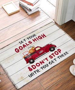 Personalized Retro Grey Farm Wood Grain Red Truck Basketball Area Rug for Living Room or Bedroom Decor
