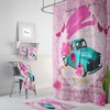 Personalized Retro Old Truck Shower Curtain | Boho Pink Bath Curtain | Vintage Bathroom Decor
