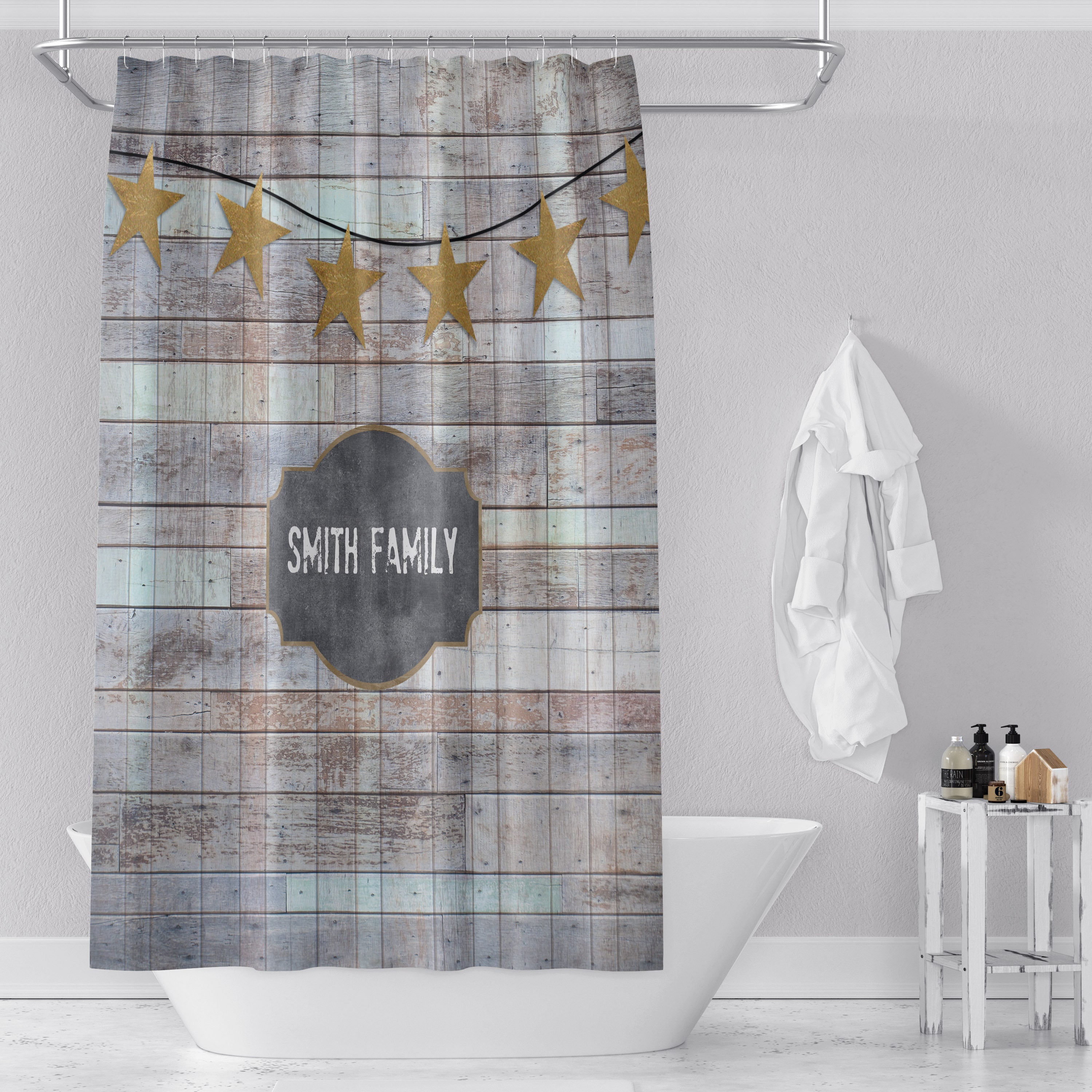 Personalized Rustic Country Shower Curtain, Farmhouse Bathroom Design - Image 2