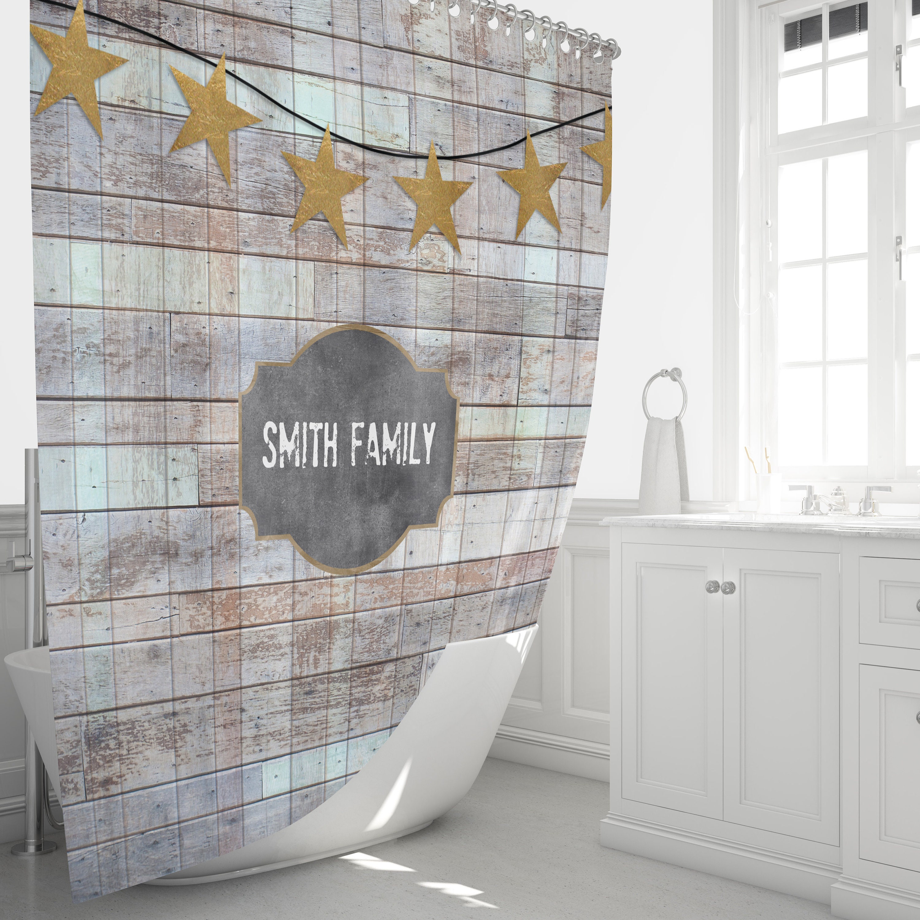 Personalized Rustic Country Shower Curtain, Farmhouse Bathroom Design - Image 3