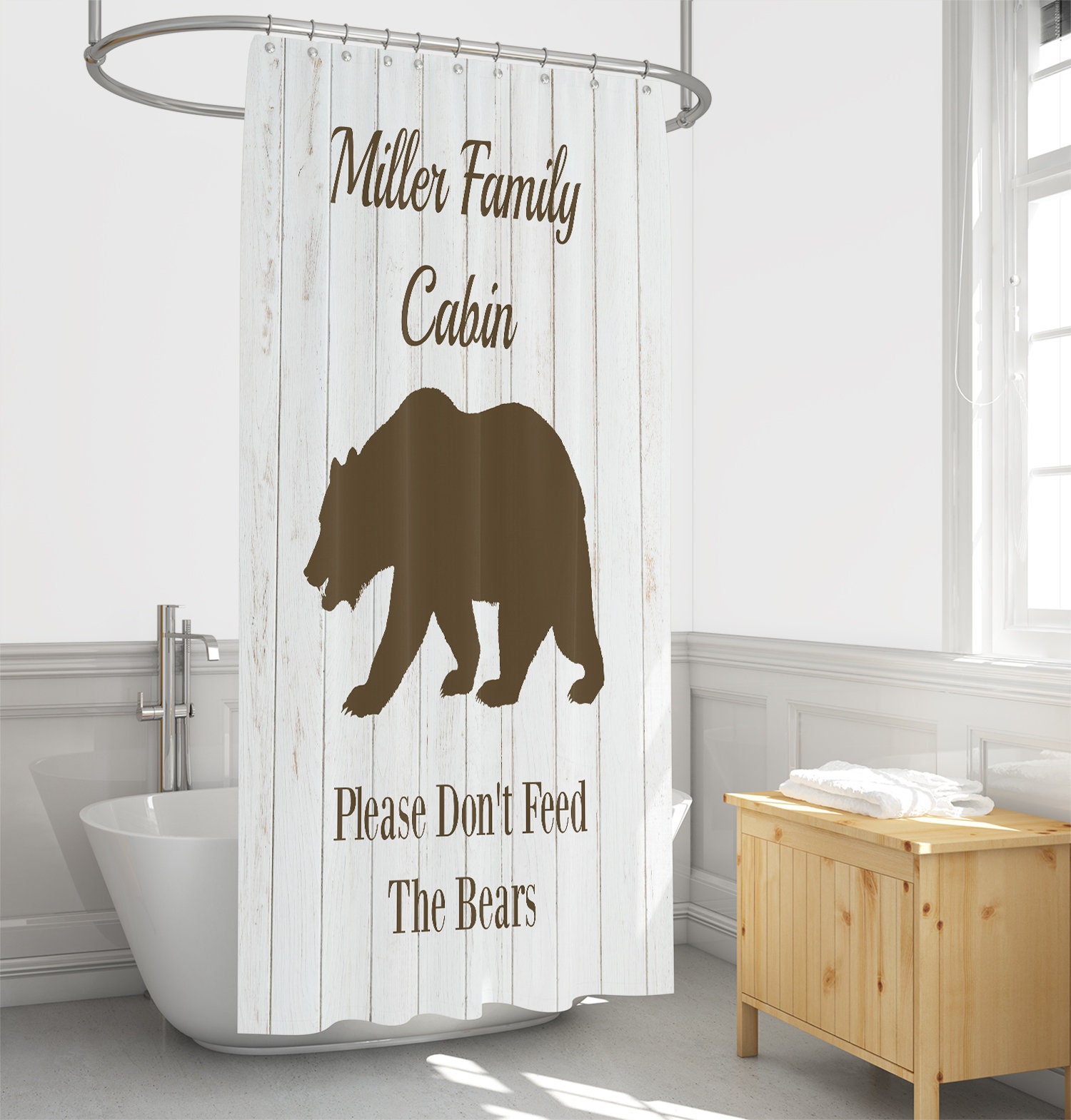 Personalized Rustic Farmhouse Shower Curtain with Country Bathroom Decor - Image 2