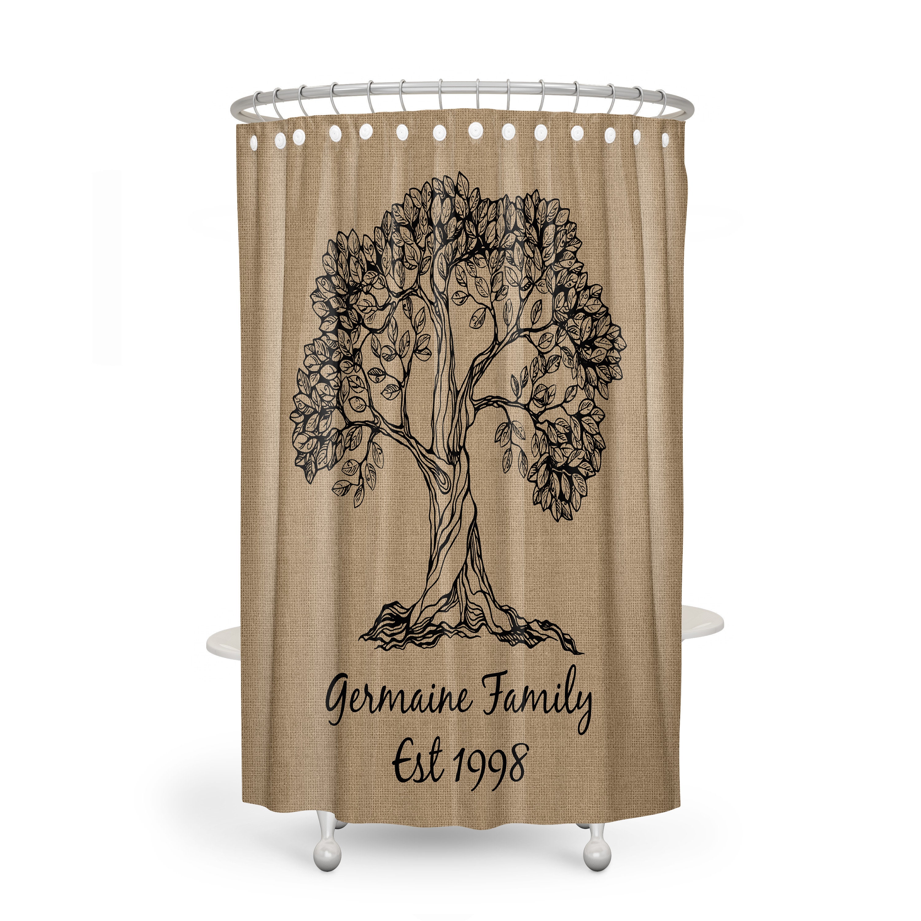 Personalized Rustic Shower Curtain, Classic Farmhouse Design with Unique Bathtub Curtain - Image 2