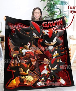 Personalized Shadow The Hedgehog Blanket - Halloween and Christmas Blanket Gift for Kids