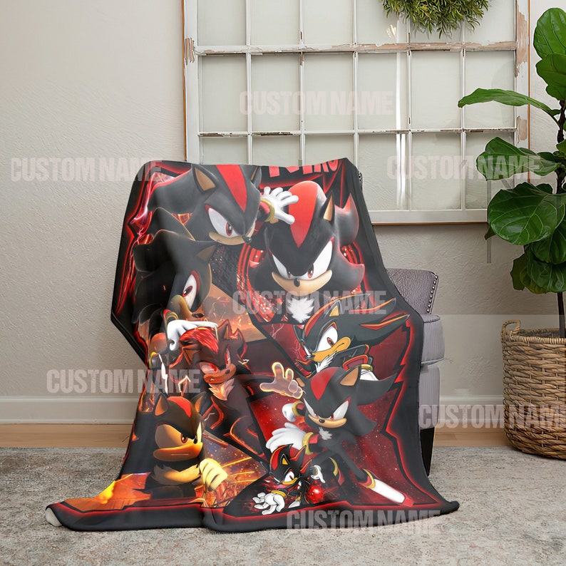 Personalized Shadow The Hedgehog Blanket - Halloween and Christmas Blanket Gift for Kids - Image 3