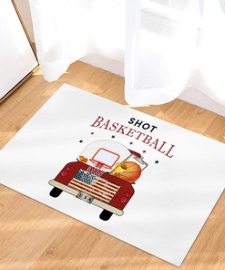 Personalized Shoot Basketball Red Truck Stars Red Lines Area Rug for Boys' Room and Living Room Decoration