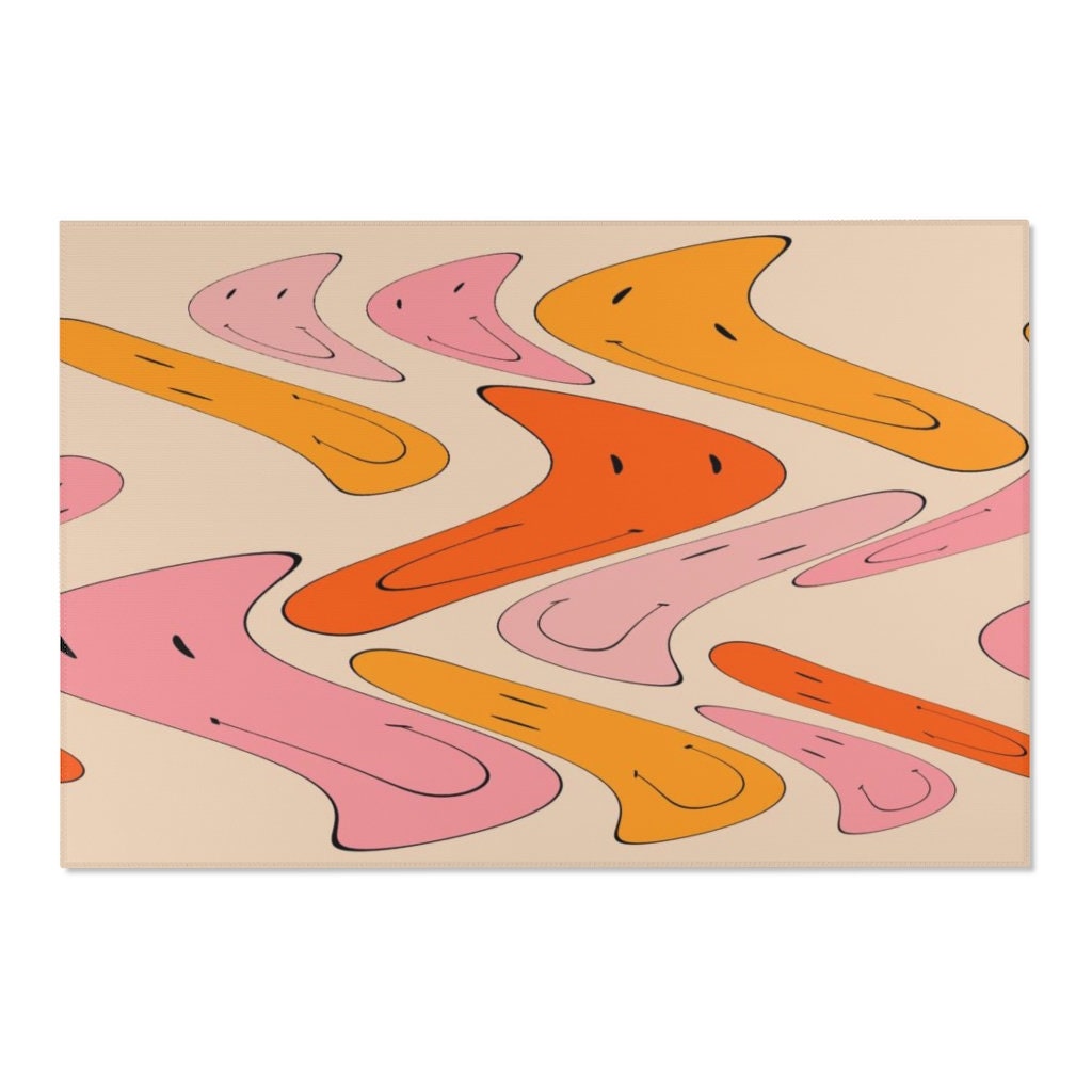 Personalized Smiley Face Vortex Rug for Home Decor: Living Room, Bedroom with Retro 70s Feel