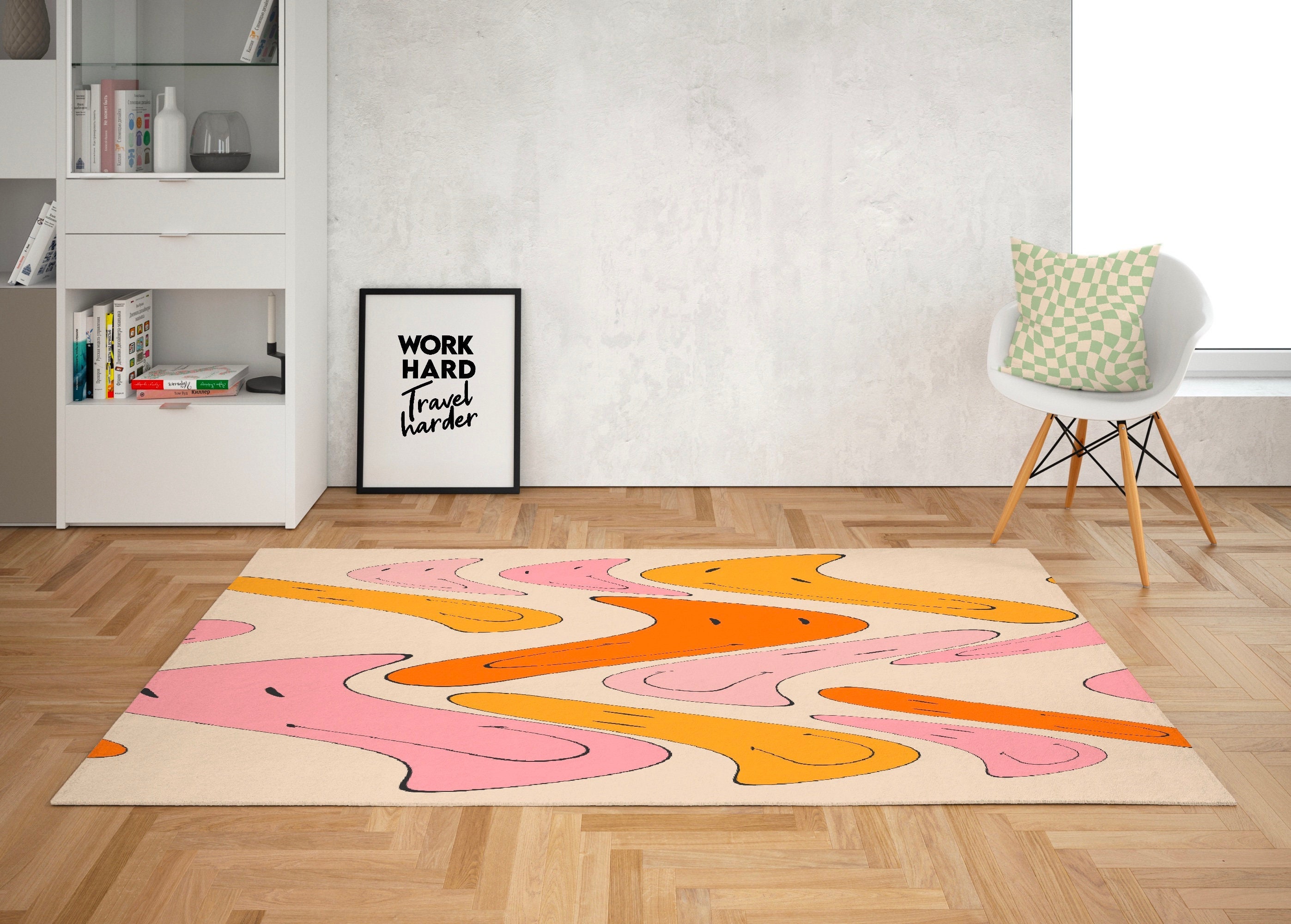 Personalized Smiley Face Vortex Rug for Home Decor: Living Room, Bedroom with Retro 70s Feel - Image 2