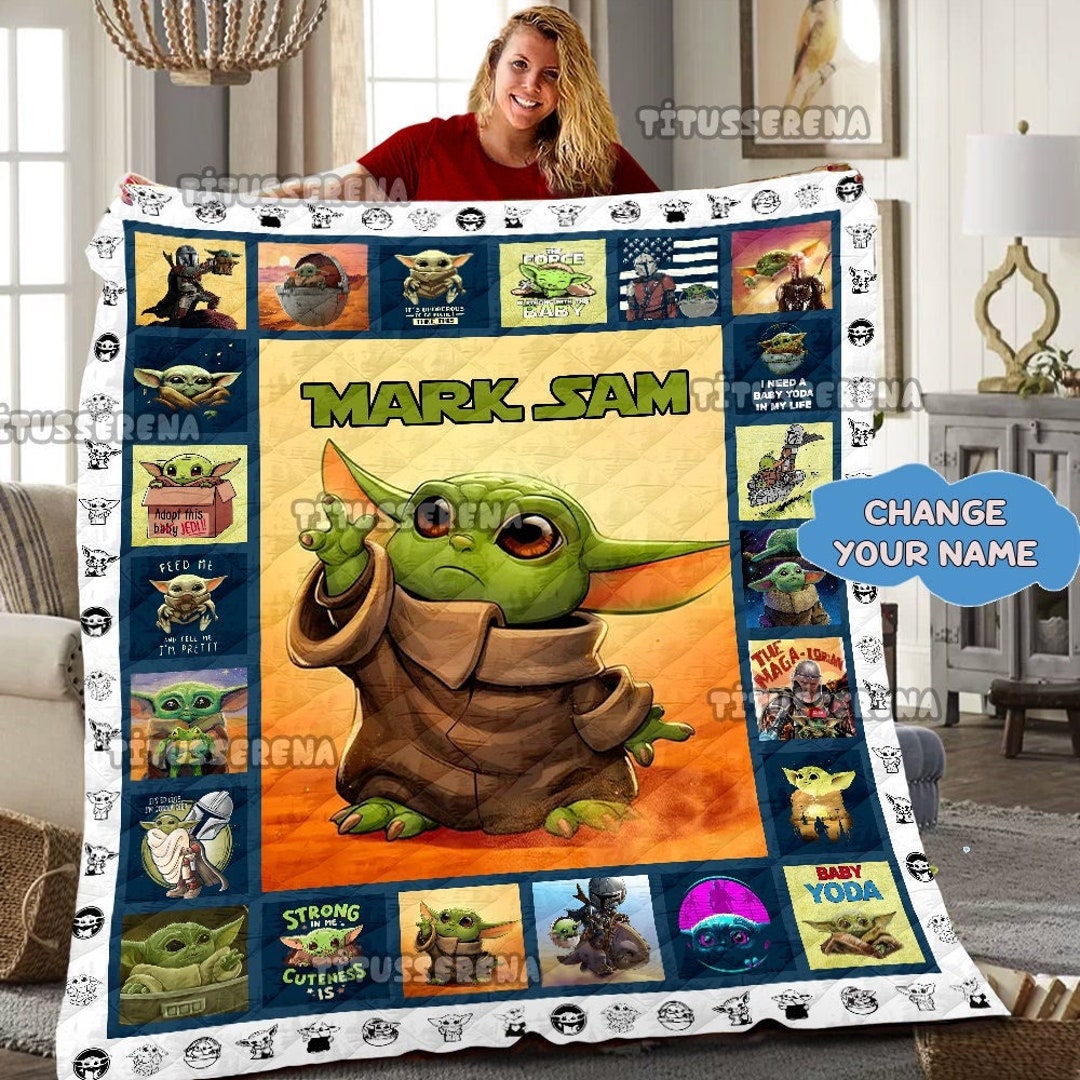 Personalized Star Wars Baby Yoda Birthday Gifts with Grogu Fleece Blanket Bedding Set and Christmas Gifts