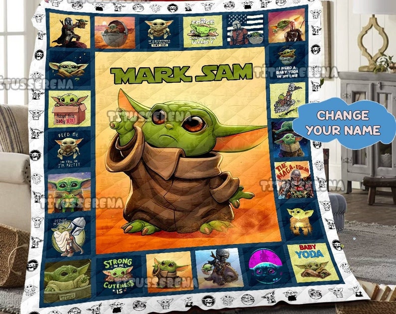 Personalized Star Wars Baby Yoda Birthday Gifts with Grogu Fleece Blanket Bedding Set and Christmas Gifts - Image 2