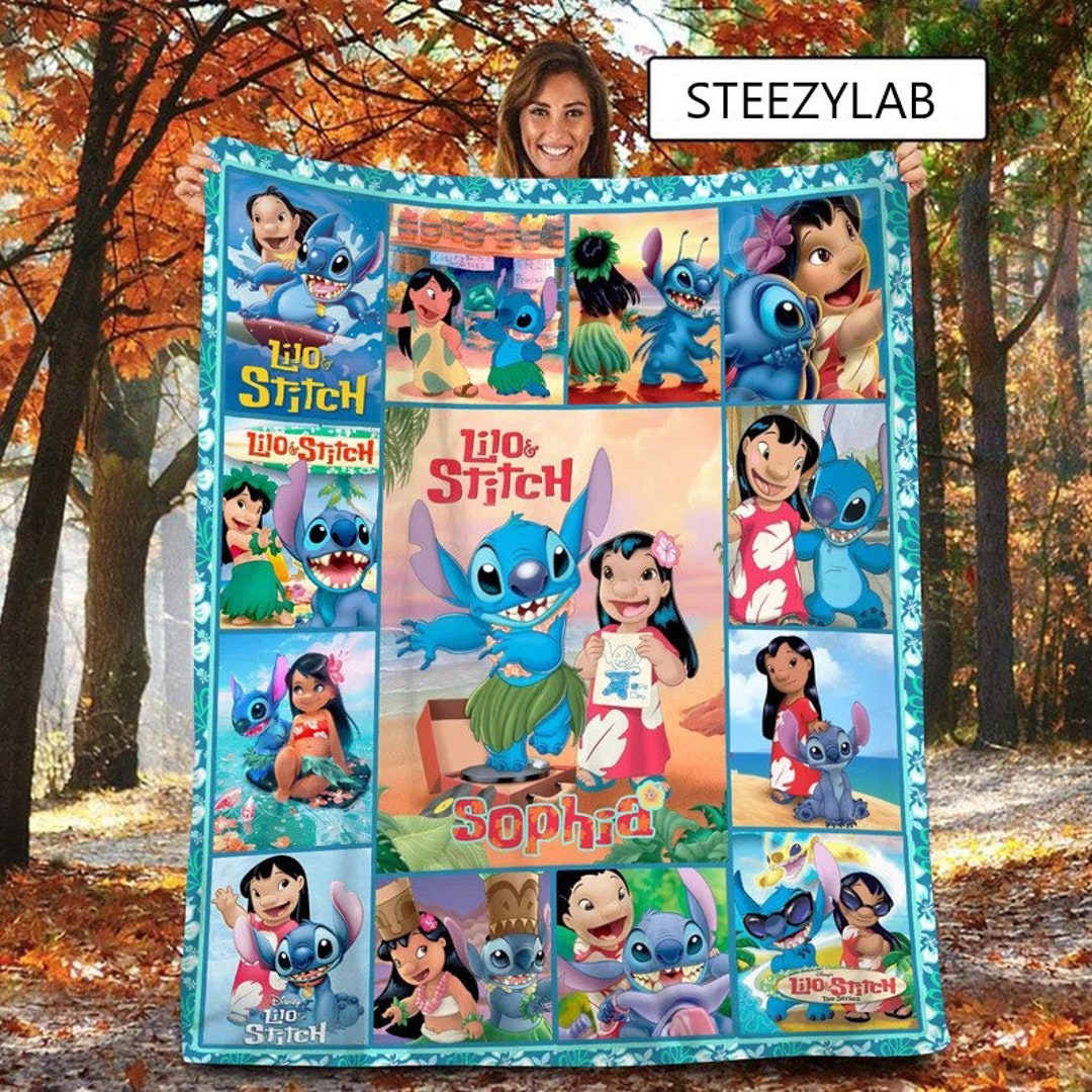 Personalized Stitch Fleece Blanket - Cute Disney Blanket for Baby with Custom Name