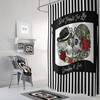 Personalized Sugar Skulls Day Of The Dead Shower Curtain Set with Kissing Skulls for a Romantic Bathroom Theme