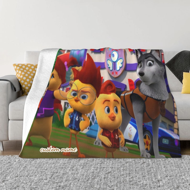 Personalized Two Layers Disney The Chicken Squad Blanket for Bed, Sofa, Travel, and Camping - Image 2