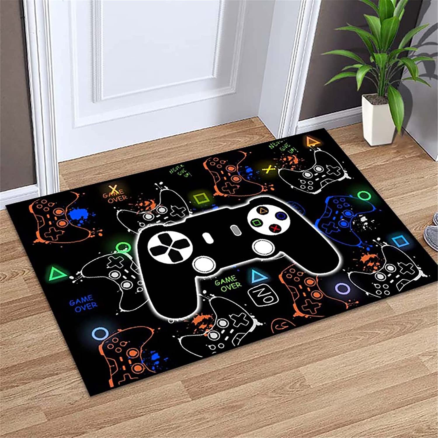 Personalized Video Game Controller Gamepad Carpets with 3D Printed Pattern Area Rugs Non-Slip with Kids Game Room Rug