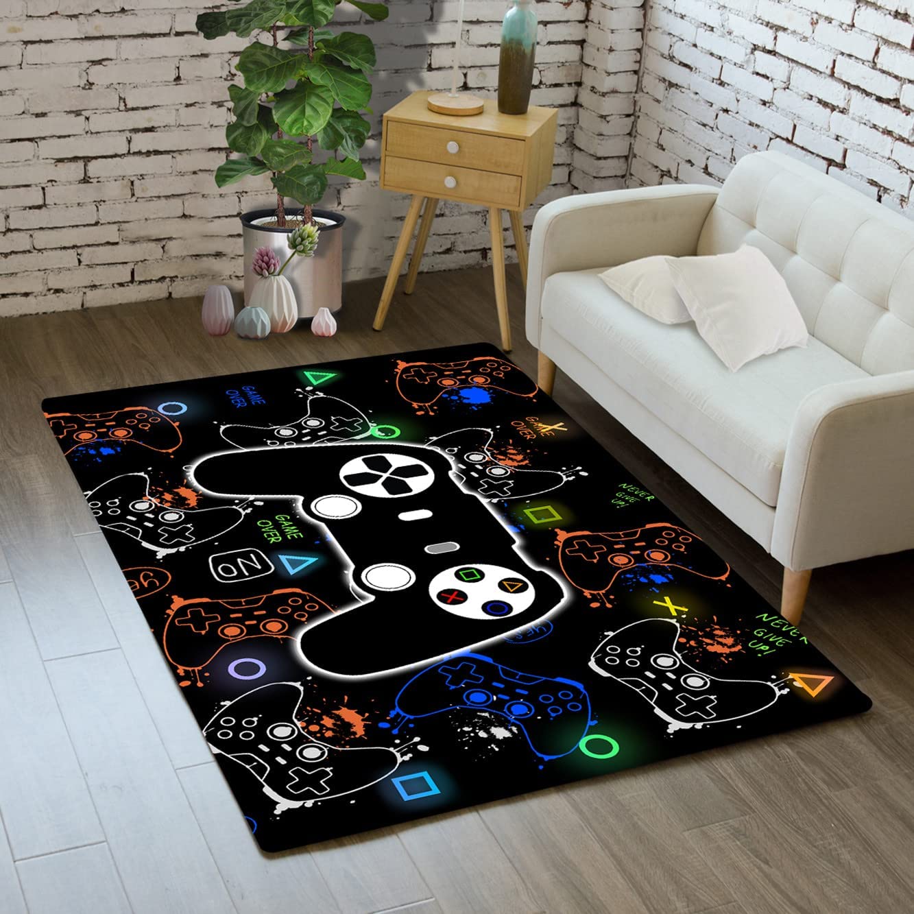 Personalized Video Game Controller Gamepad Carpets with 3D Printed Pattern Area Rugs Non-Slip with Kids Game Room Rug - Image 2