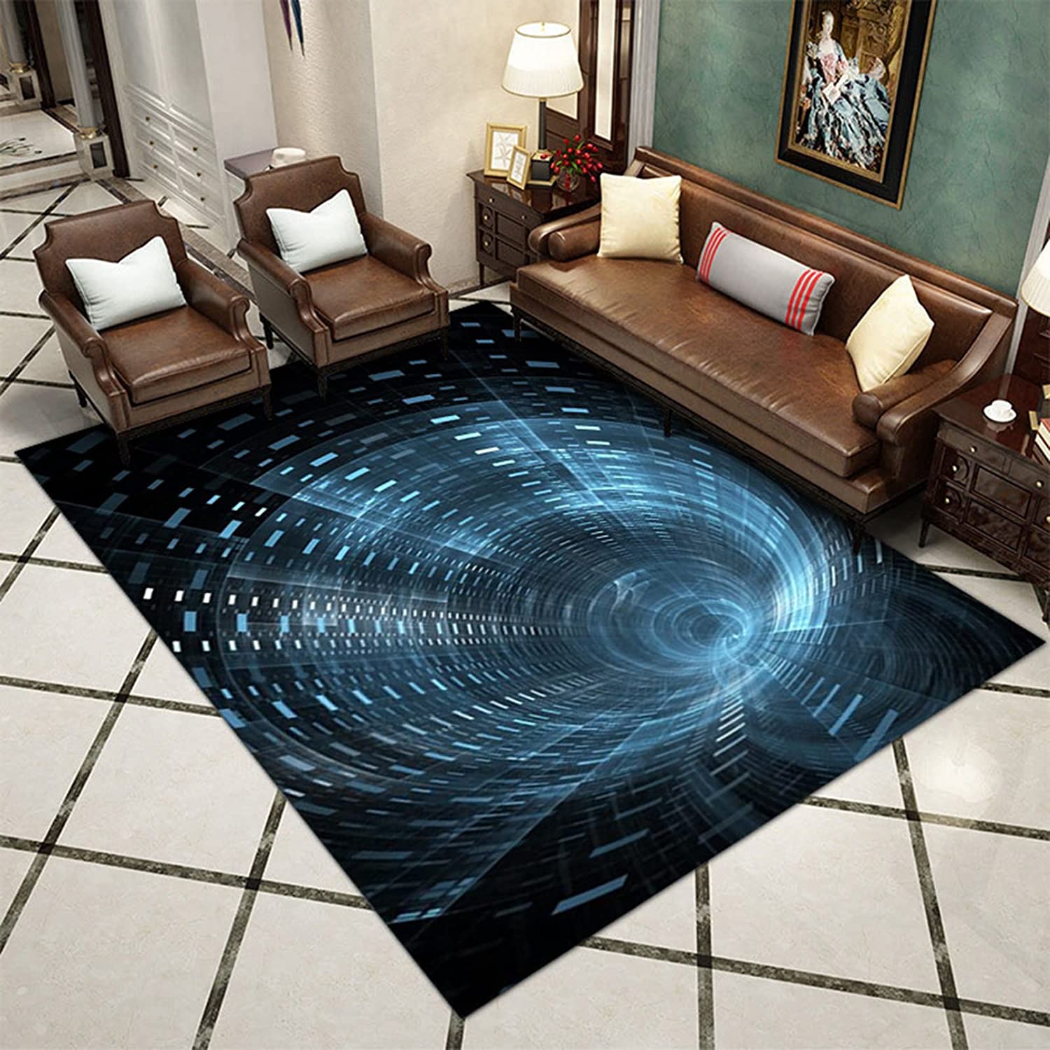 Personalized Vortex Illusion Rug for Creative Home Decor - Funny Living Room Area Rug with an Illusive Twist