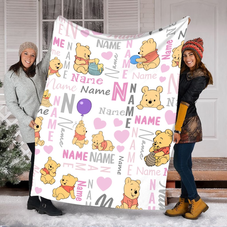 Personalized Winnie The Pooh Sherpa Blanket for Pooh Birthday and Christmas Gifts - Image 2