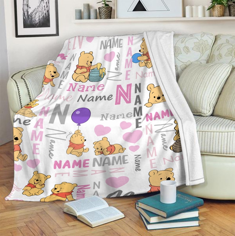 Personalized Winnie The Pooh Sherpa Blanket for Pooh Birthday and Christmas Gifts - Image 3