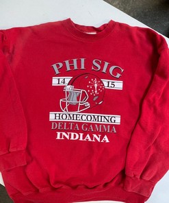 Phi Sig Delta Gamma 2014 Homecoming Indiana Iu Crewneck Sweatshirt Awesome Football Graphic