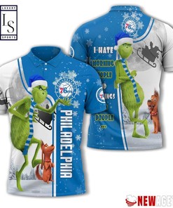 Philadelphia 76ers Grinch Steals Christmas with All Over Print Polo Shirt