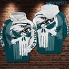 Philadelphia Eagles Blue White All Over Print Hoodie with Punisher Skull