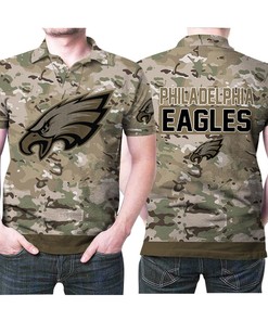 Philadelphia Eagles Camouflage Veteran American Flag 3D All Over Print Polo Shirt for Patriotic Fans