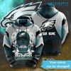 Philadelphia Eagles Custom Name All Over Print Hoodie with Skull