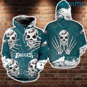 Philadelphia Eagles Dead Skull Spiderweb All Over Print 3D Hoodie - Image 2