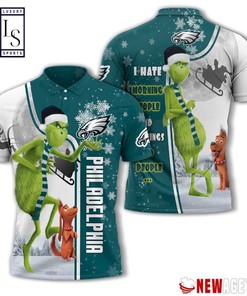 Philadelphia Eagles Grinch Steals Christmas with Personalized Polo T-shirt