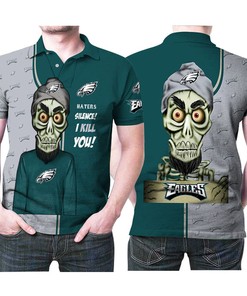 Philadelphia Eagles Haters Silence The Dead Puppet 3D All Over Print Polo Shirt with Breathable Fabric for NFL Fans