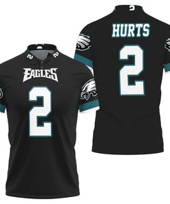 Philadelphia Eagles Jalen Hurts 2 Black NFL Jersey Inspired 3D All Over Print Polo Shirt for Men