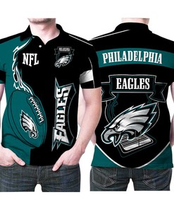 Philadelphia Eagles NFL Logo Fire Football Eagles 3D All Over Print Polo Shirt with Athleisure-Inspired Design