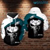 Philadelphia Eagles Punisher Skull All Over Print Hoodie with White and Green Logo