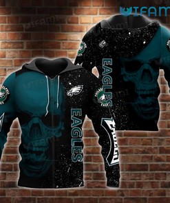 Philadelphia Eagles Skull Galaxy Background All Over Print Hoodie with Logo