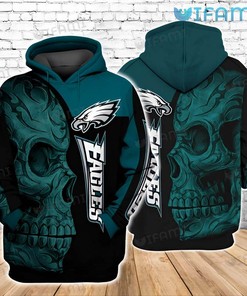 Philadelphia Eagles Tribal Skull All Over Print Hoodie in Blue and Black