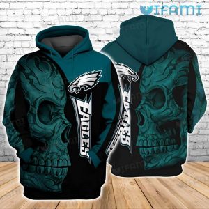 Philadelphia Eagles Tribal Skull All Over Print Hoodie in Blue and Black - Image 2