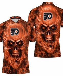 Philadelphia Flyers NHL Fans Skull 3D All Over Print Polo Shirt with Breathable Fabric