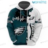 Philly Eagles Heartbeat Football White Green 3D Hoodie with Custom Design