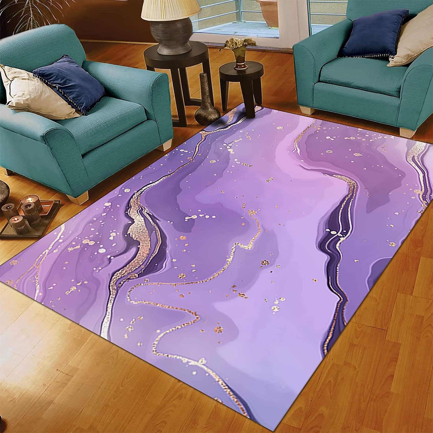 Phnom Penh Style Purple Canvas Art Deco Rug with Elegant Design for Modern Home Decor
