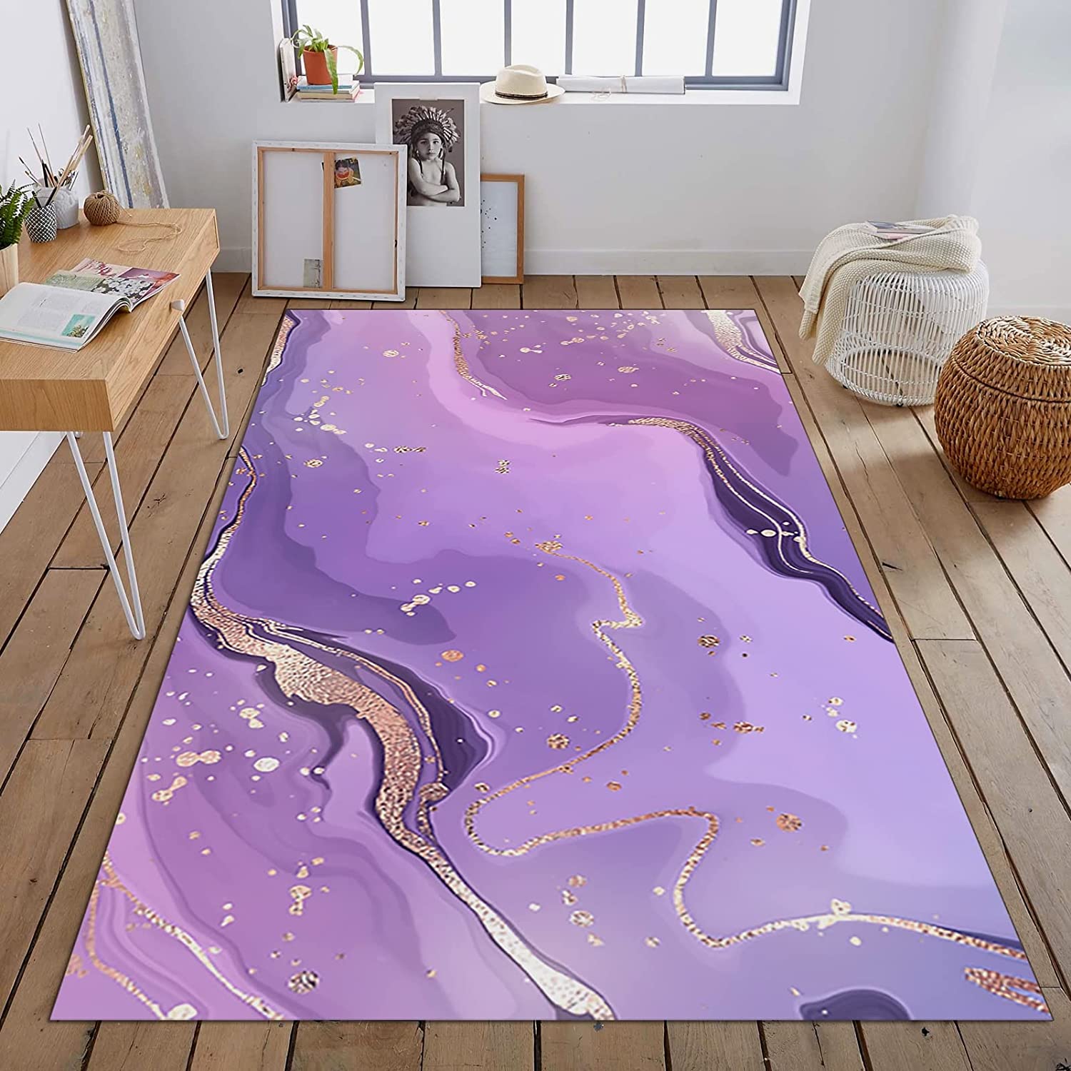 Phnom Penh Style Purple Canvas Art Deco Rug with Elegant Design for Modern Home Decor - Image 2