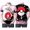 Pikachu Sasuke Uchiha Clan Naruto Japanese Blossom 3D All Over Print Polo Shirt