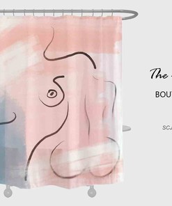 Pink Art Girls Body Abstract Shower Curtain, Waterproof with Hooks, Bathroom Set, Custom Sizes Available