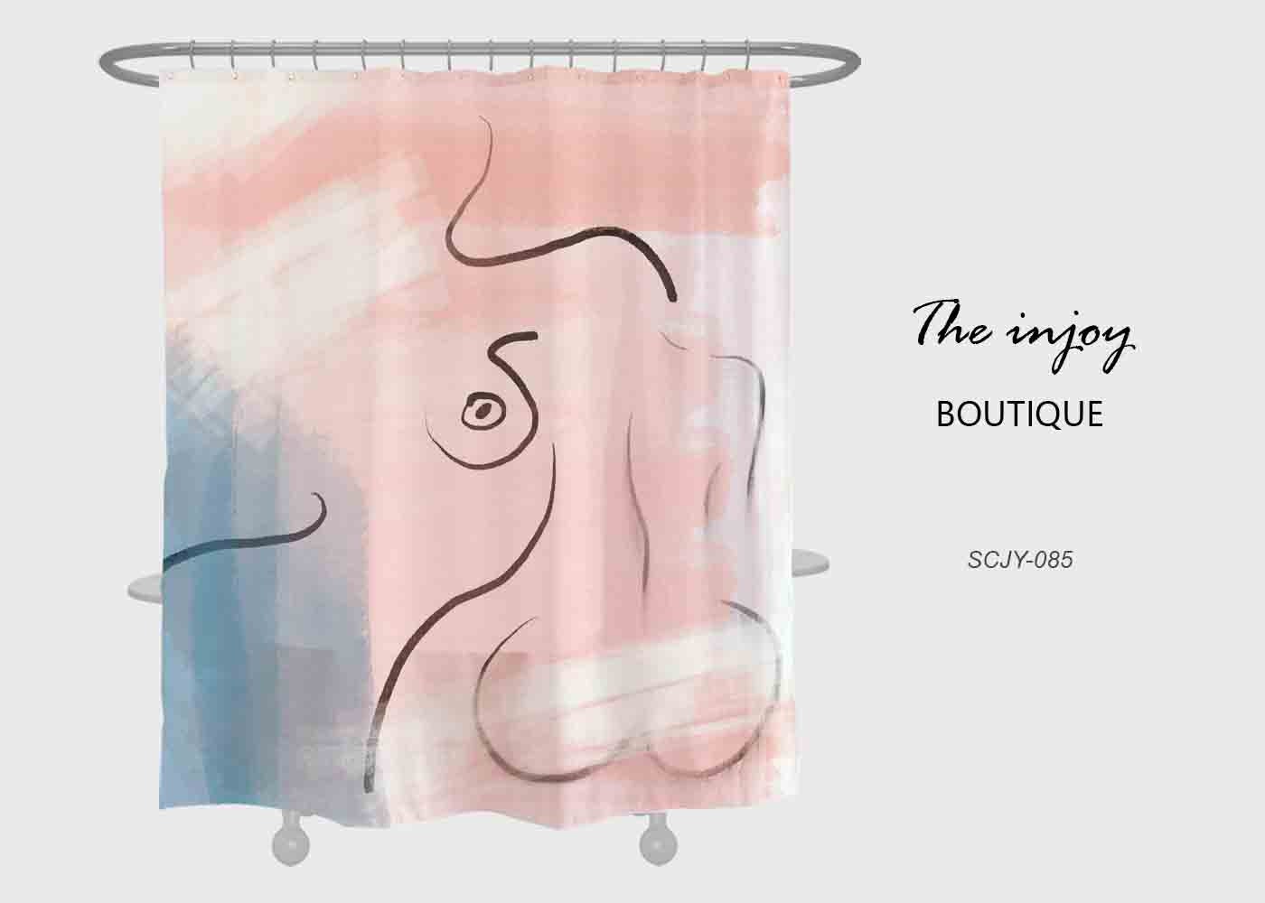 Pink Art Girls Body Abstract Shower Curtain, Waterproof with Hooks, Bathroom Set, Custom Sizes Available